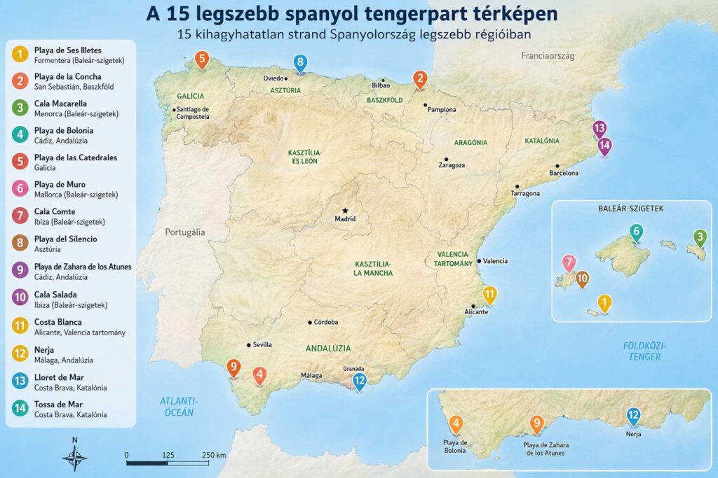 15 legszebb spanyol terngerpart térképen