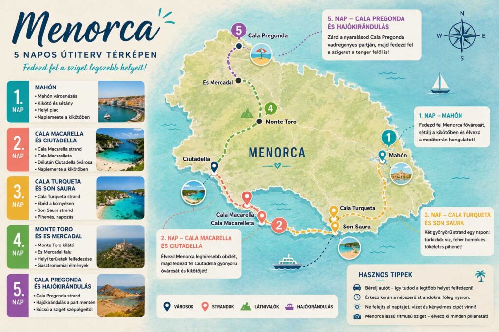 menorca térkép utiterv