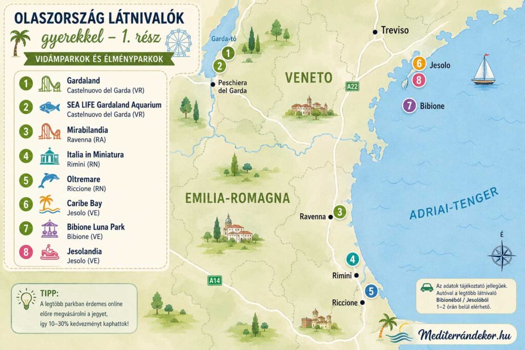 Olaszország látnivalók gyerekkel térképen