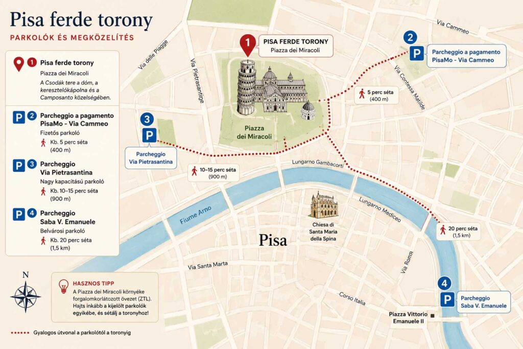 pisa ferde torony parkolas