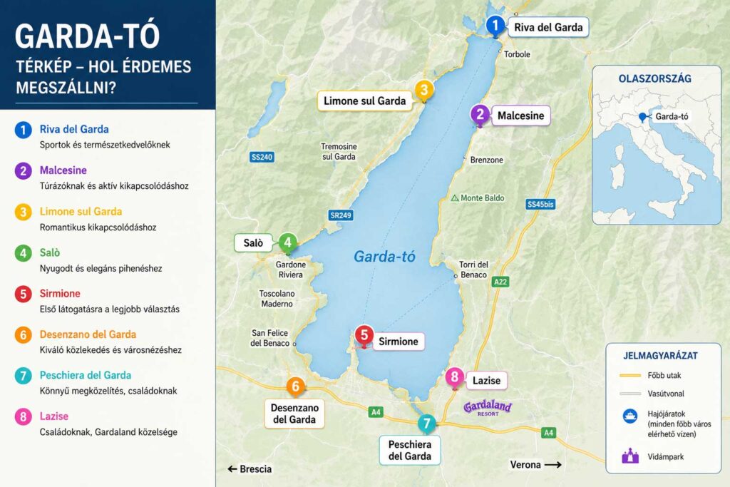 Garda-tó hol érdemes megszállni térképen
