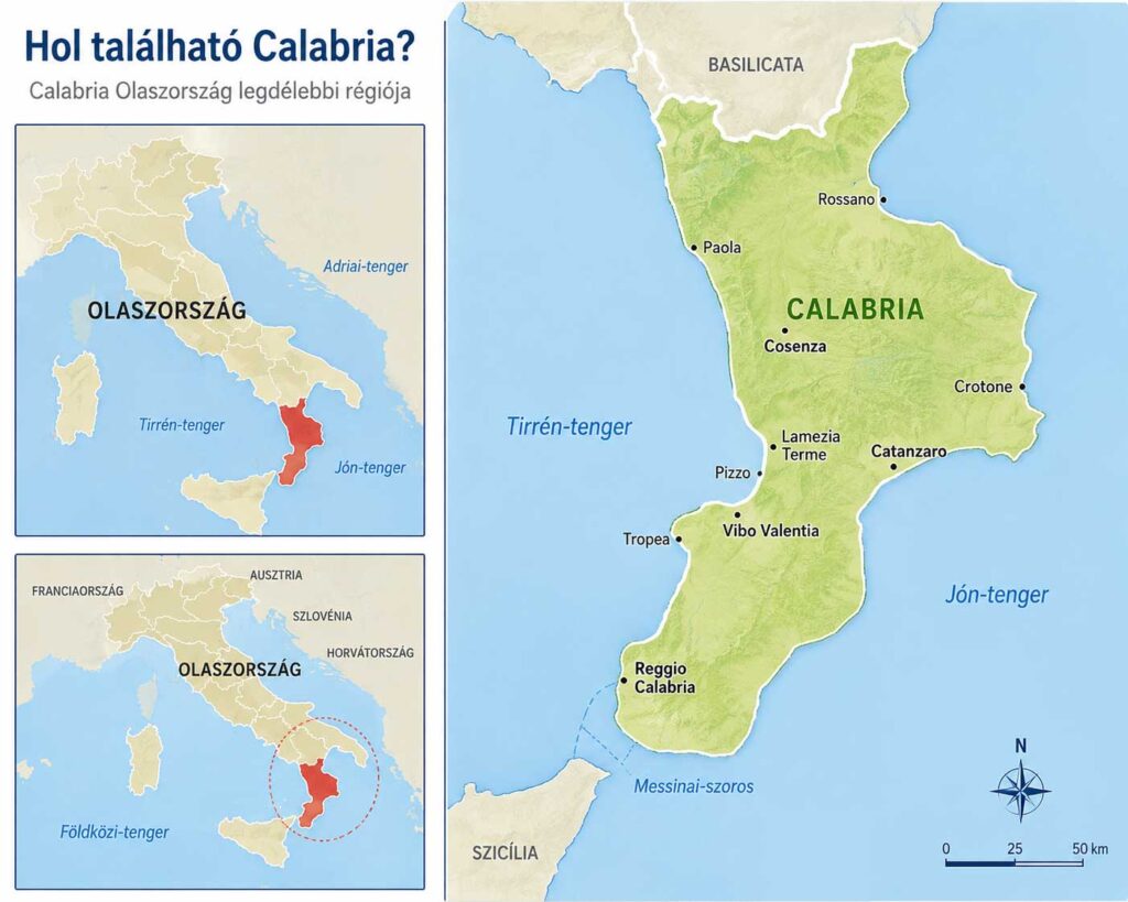 Hol található Calabria? (térkép)