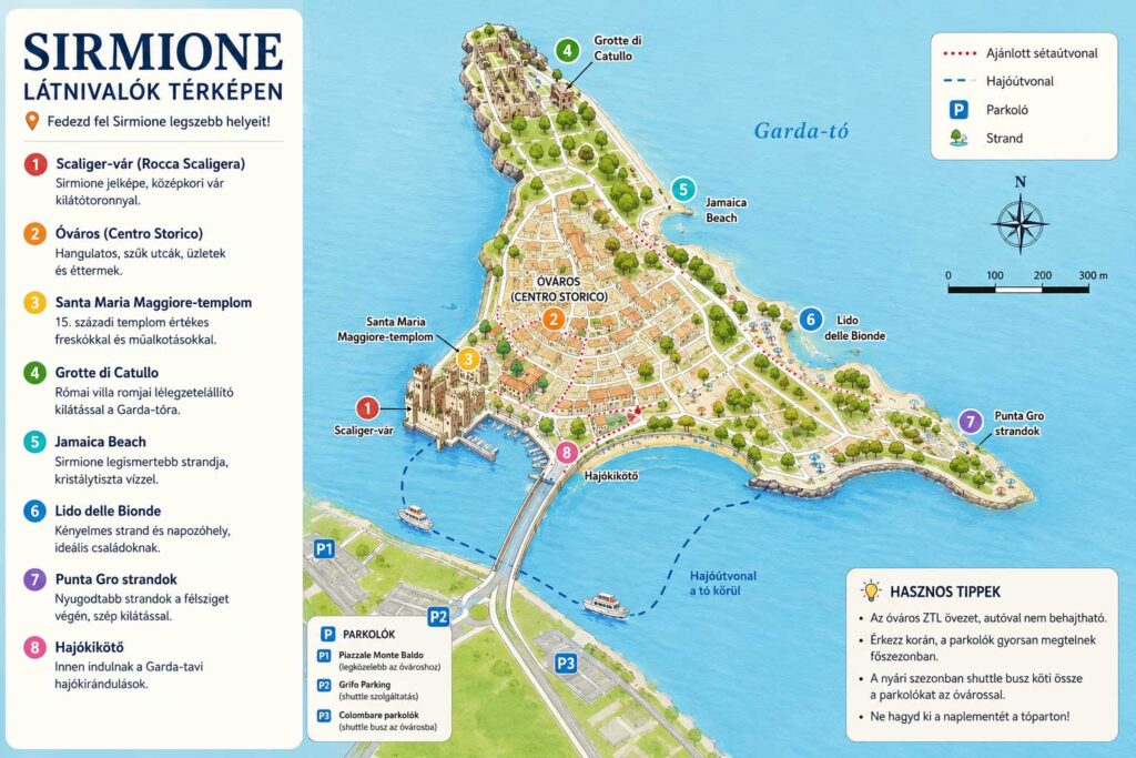 Sirmione látnivalók térképen