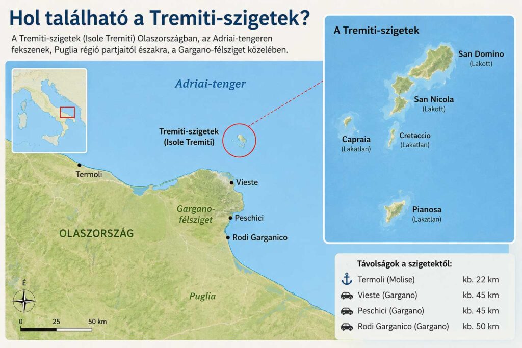 Hol található a Tremiti-szigetek
