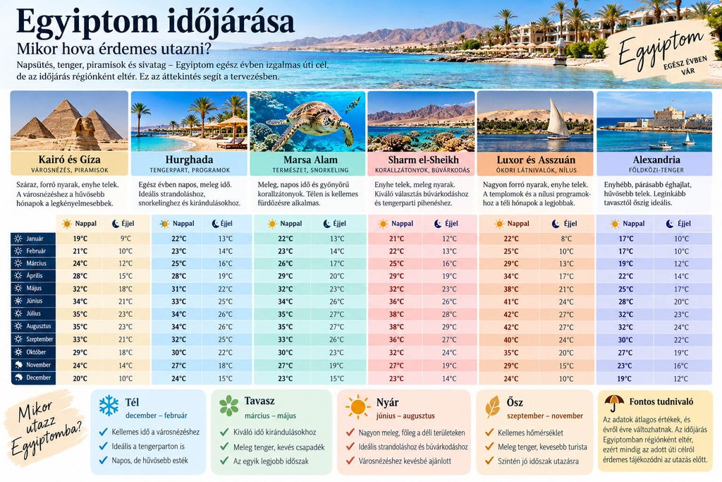 Egyiptom időjárása és utazási útmutatója